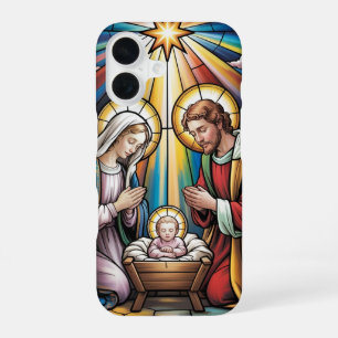 Nativity Stained Glass Art – Holy Family Christmas iPhone 16 Case