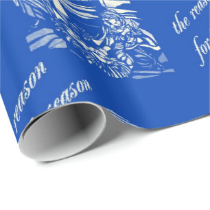 Nativity Stained Glass- Blue Wrapping Paper