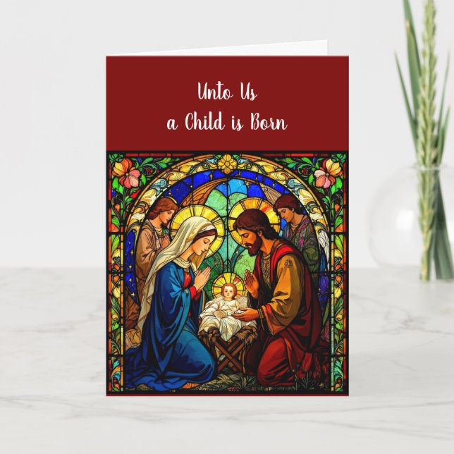 Nativity Stained Glass Christmas Card (Front)