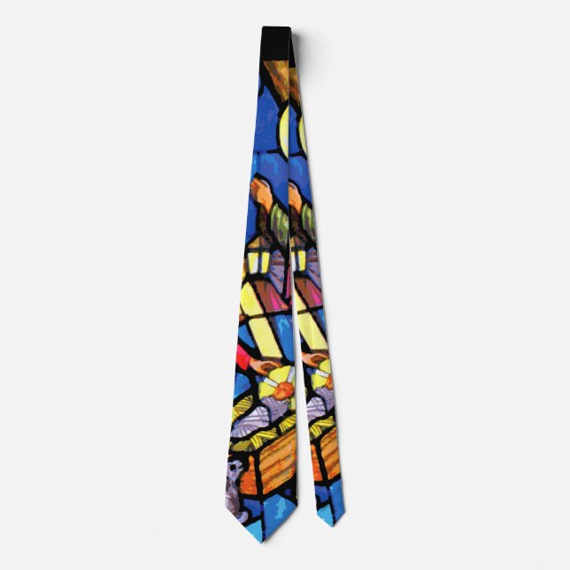 Nativity Stained Glass Christmas Tie (Front)