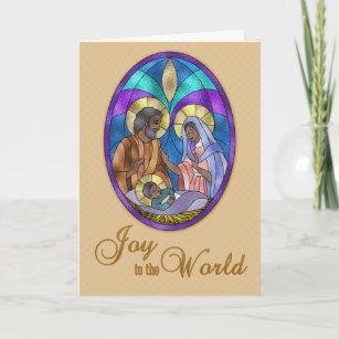 Nativity Stained Glass, Dark Skinned, Christmas Holiday Card