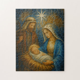 Nativity Stained Glass Mosaic   Holy Family  Jigsaw Puzzle