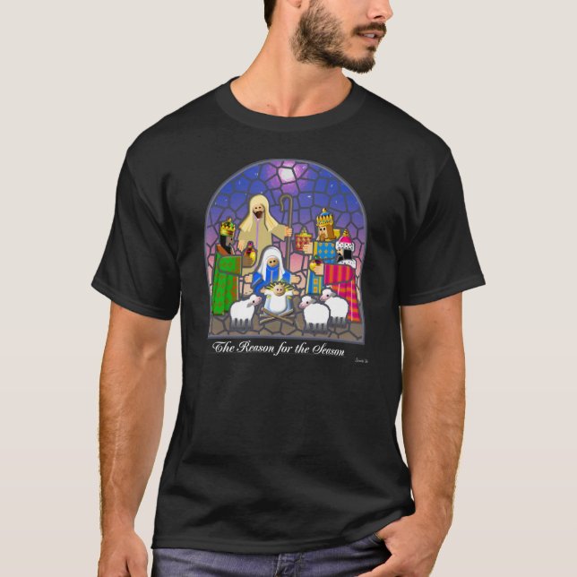 NATIVITY STAINED GLASS T-Shirt (Front)