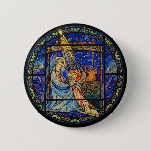 Nativity Stained Glass Window 2 Inch Round Button