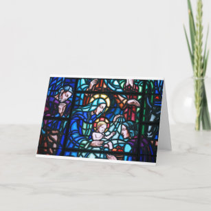 Nativity stained glass window holiday card