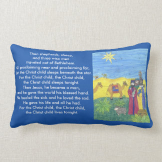Nativity story Poem front, nativity scene on back Lumbar Pillow