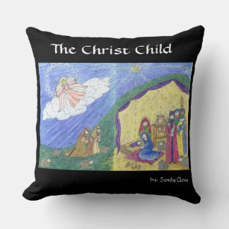 Nativity story Poem front, nativity scene on back Throw Pillow