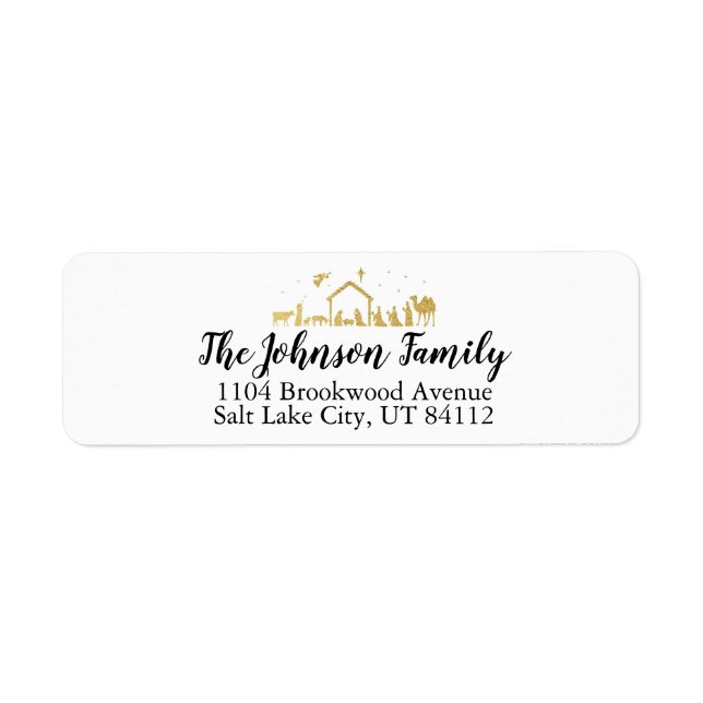 Nativity Themed Christmas Return Address Label (Front)