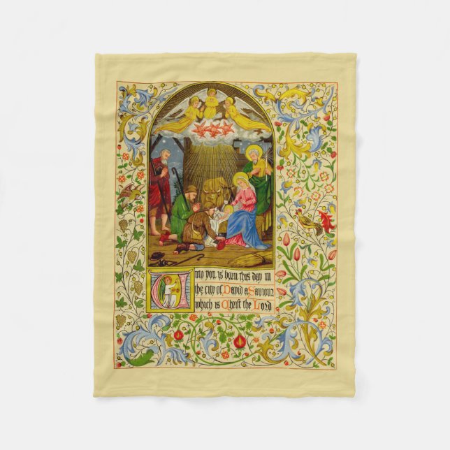 Nativity | Unto you is born this day Fleece Blanket (Front)