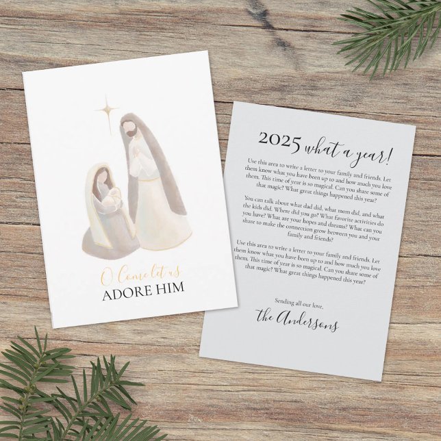 Nativity Watercolor Christmas Card with Letter (Creator Uploaded)