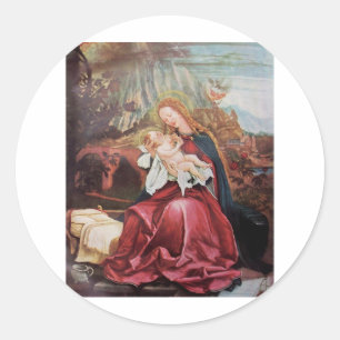 NATIVITY WITH ANGELS - MAGIC OF CHRISTMAS CLASSIC ROUND STICKER