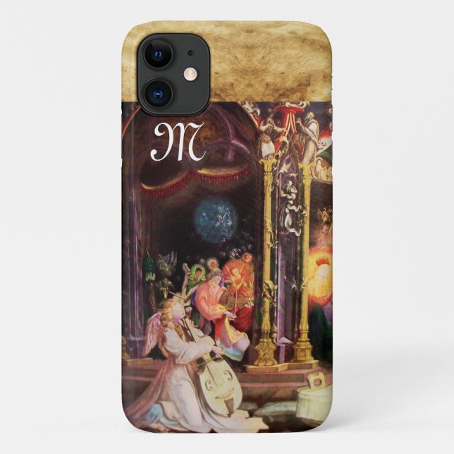 NATIVITY WITH ANGELS - MAGIC OF CHRISTMAS monogram Case-Mate iPhone Case (Back)