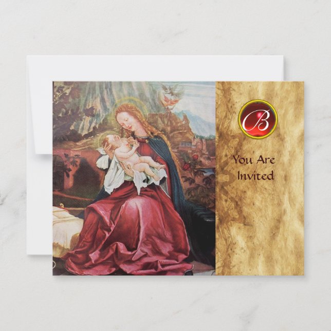 NATIVITY WITH ANGELS - MAGIC OF CHRISTMAS MONOGRAM INVITATION (Front)