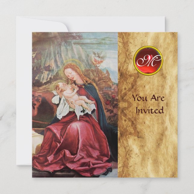 NATIVITY WITH ANGELS - MAGIC OF CHRISTMAS MONOGRAM INVITATION (Front)