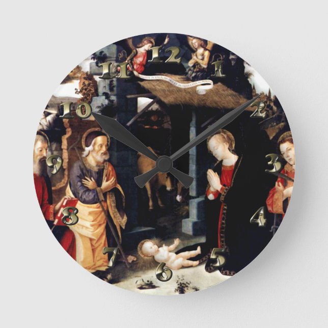 Nativity with Saints Lawrence and Andrew Round Clock (Front)