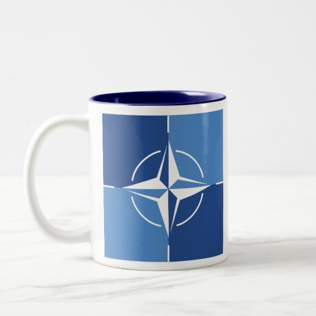 NATO ONAT flag symbol North Atlantic Treaty Organi Two-Tone Coffee Mug (Left)