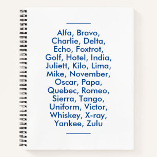 "NATO" phonetic alphabet, Alfa to Zulu Notebook