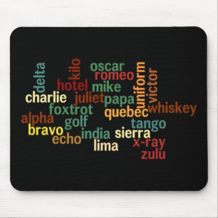 NATO Phonetic Alphabet (Dark Background) Mouse Pad