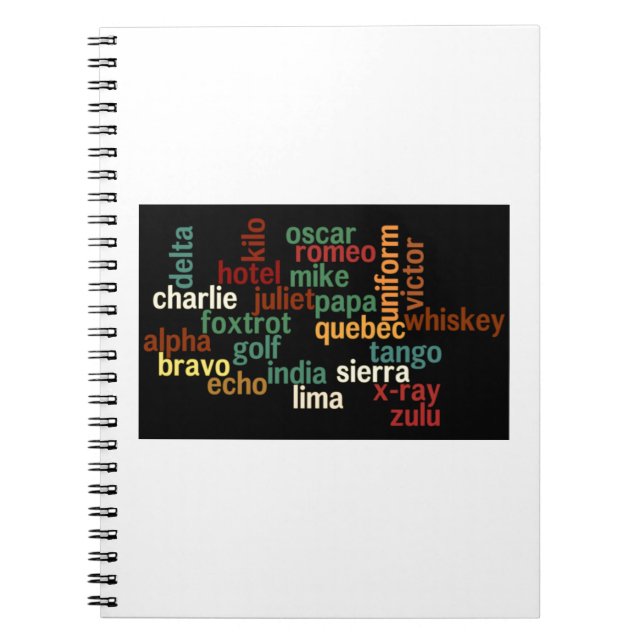 NATO Phonetic Alphabet (Dark Background) Notebook (Front)