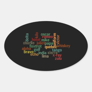 NATO Phonetic Alphabet (Dark Background) Oval Sticker