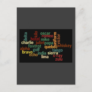 NATO Phonetic Alphabet (Dark Background) Postcard