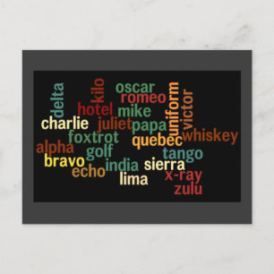 NATO Phonetic Alphabet (Dark Background) Postcard