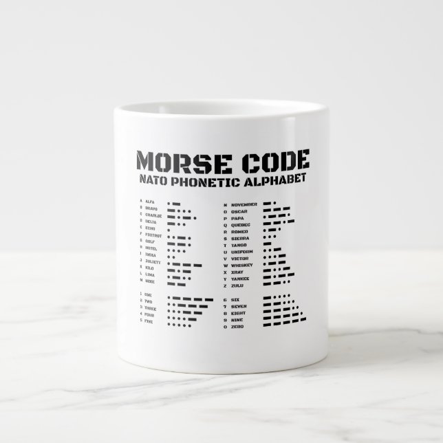 NATO Phonetic Alphabet, Morse Code, Aviation Large Coffee Mug (Front)