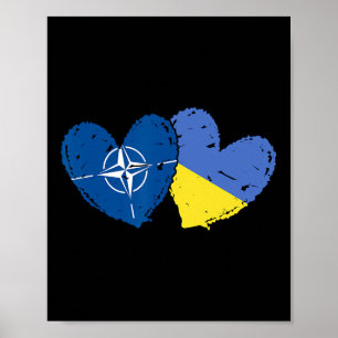 Nato Ukraine Heart Flags Otan Ukrainian Dual Flag  Poster