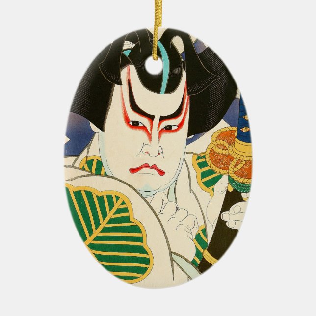 Natori Shunsen Bando Hikosaburo Thirty-six Kabuki Ceramic Ornament (Front)