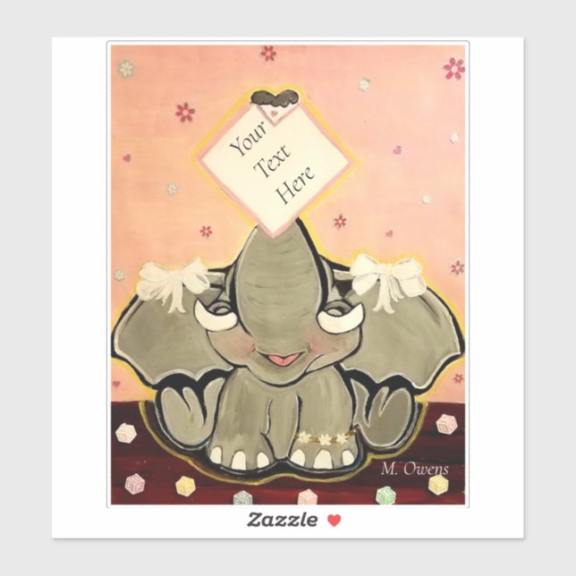 Natosha, l'éléphant Stickers Contour 8" x 8" (Feuille)