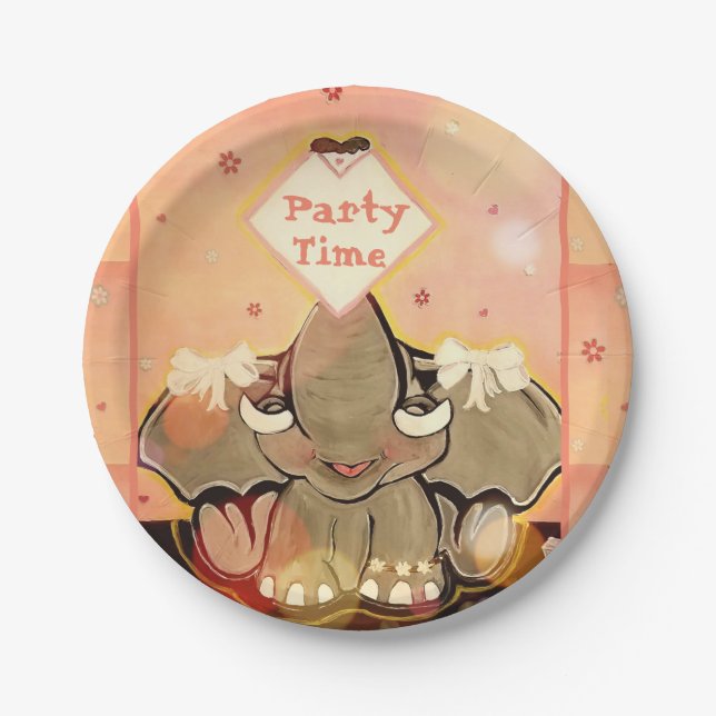 Natosha, The Elephant Speller Party Plates (Front)