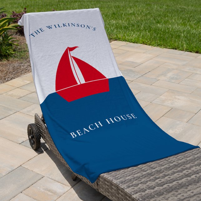 Natuical minimal personalized   beach towel (Creator Uploaded)
