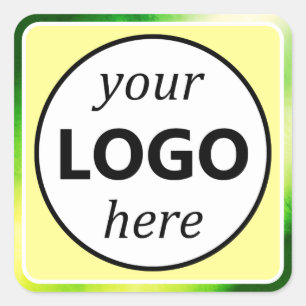Natur Green Yellow Watercolor Your Logo Here Square Sticker