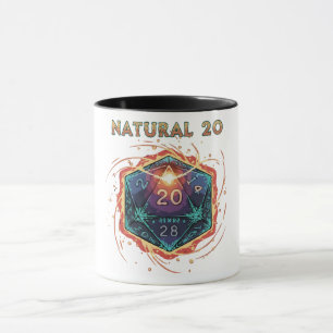 Natural 20 Flaming D20 Dice   Epic D&D Critical  Mug