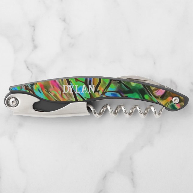 Natural Abalone Shell Paua Personalized   Corkscrew (Front)