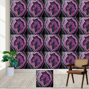 Natural Amethyst Geode Tile with Green Centre