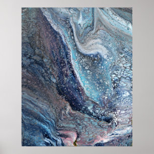 Natural Attraction 1 Blue Fluid Abstract Art Print