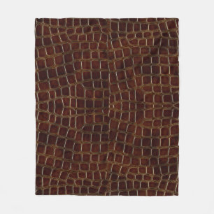 Natural background of lacquered brown crocodile le fleece blanket