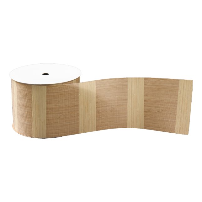 Natural Bamboo Border Wood Grain Look Grosgrain Ribbon (Spool)