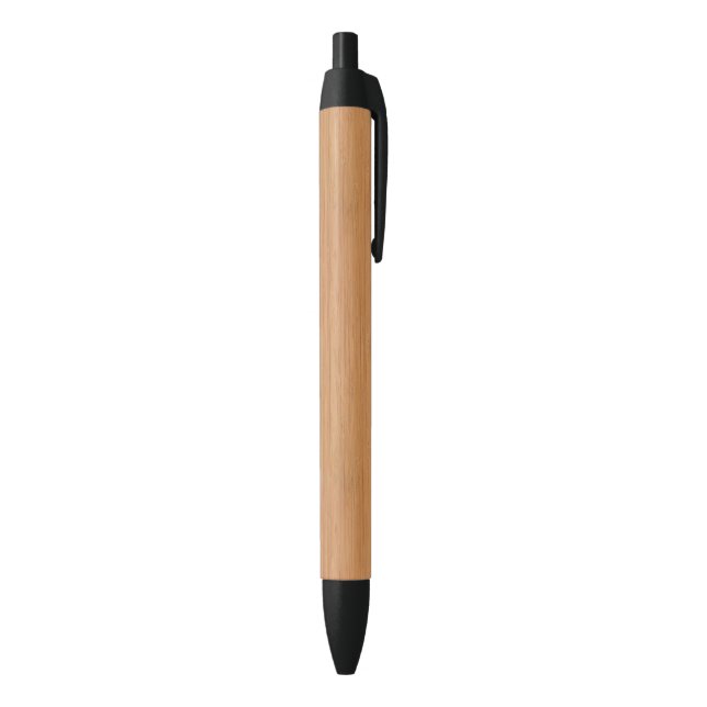 Natural Bamboo Wood Grain Look Black Ink Pen (Bottom (Vertical))