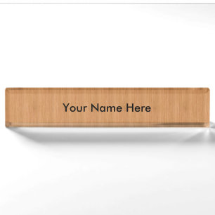 Natural Bamboo Wood Grain Look Nameplate