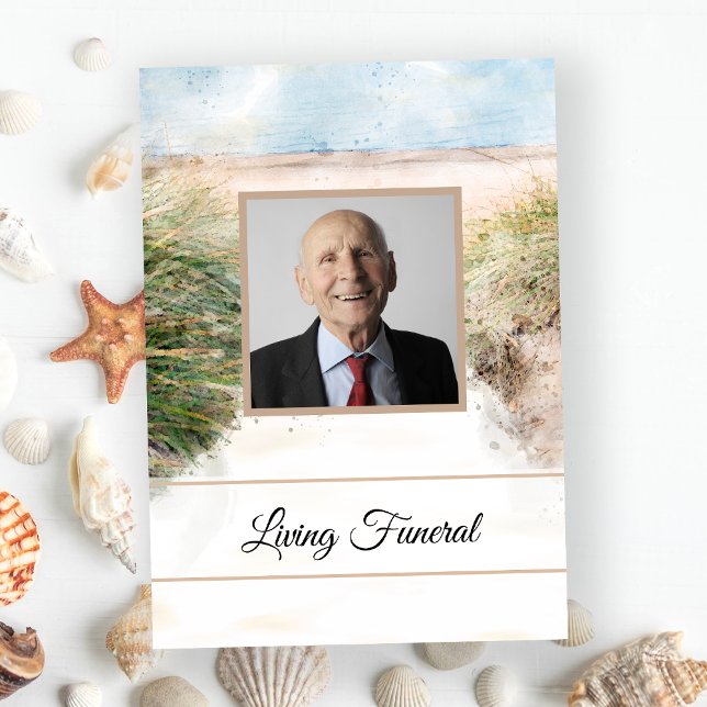 Natural Beach Watercolor Living Funeral Party Invitation (Creator Uploaded)