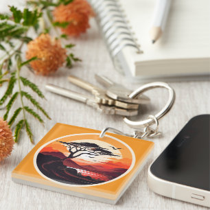 Natural Beauty  Keychain - Tree & Lake Landscape