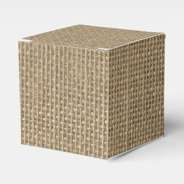 Natural Beige Burlap Favor Box (Front Side)