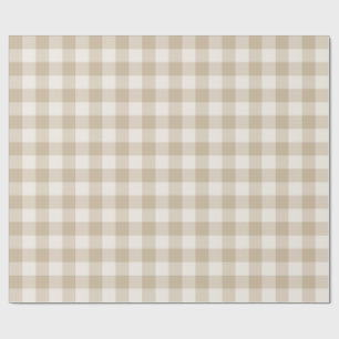 Natural Beige Classic Gingham Check Wrapping Paper