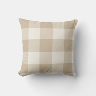 Natural Beige Large Buffalo Plaid Gingham Throw Pillow