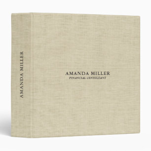 Natural Beige Linen Fabric With Grey Typography 3 Binder