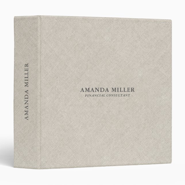 Natural Beige Linen Texture With Grey Typography Binder (Front/Spine)