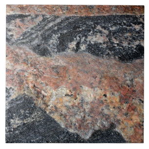 Natural Black and Peach Rock Texture Pattern Photo Tile