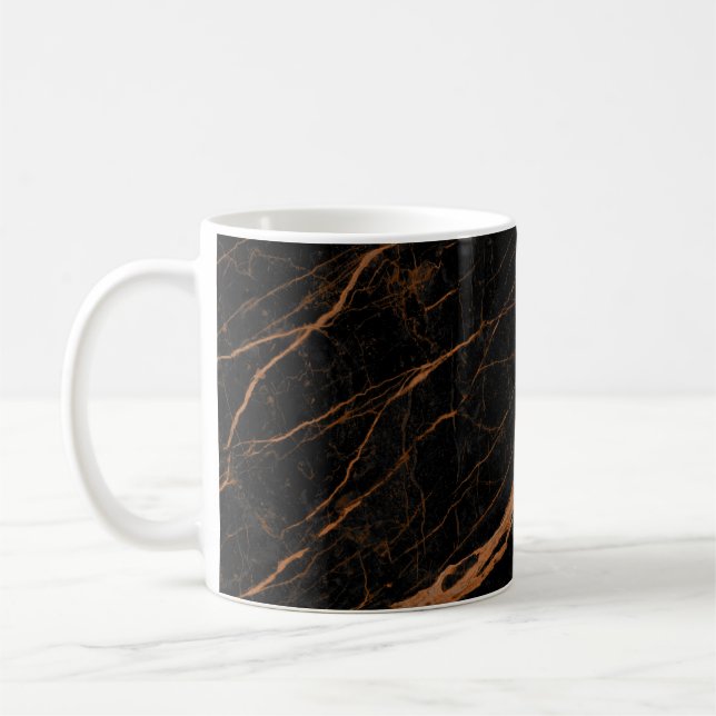 natural black emperador marble texture background  coffee mug (Left)